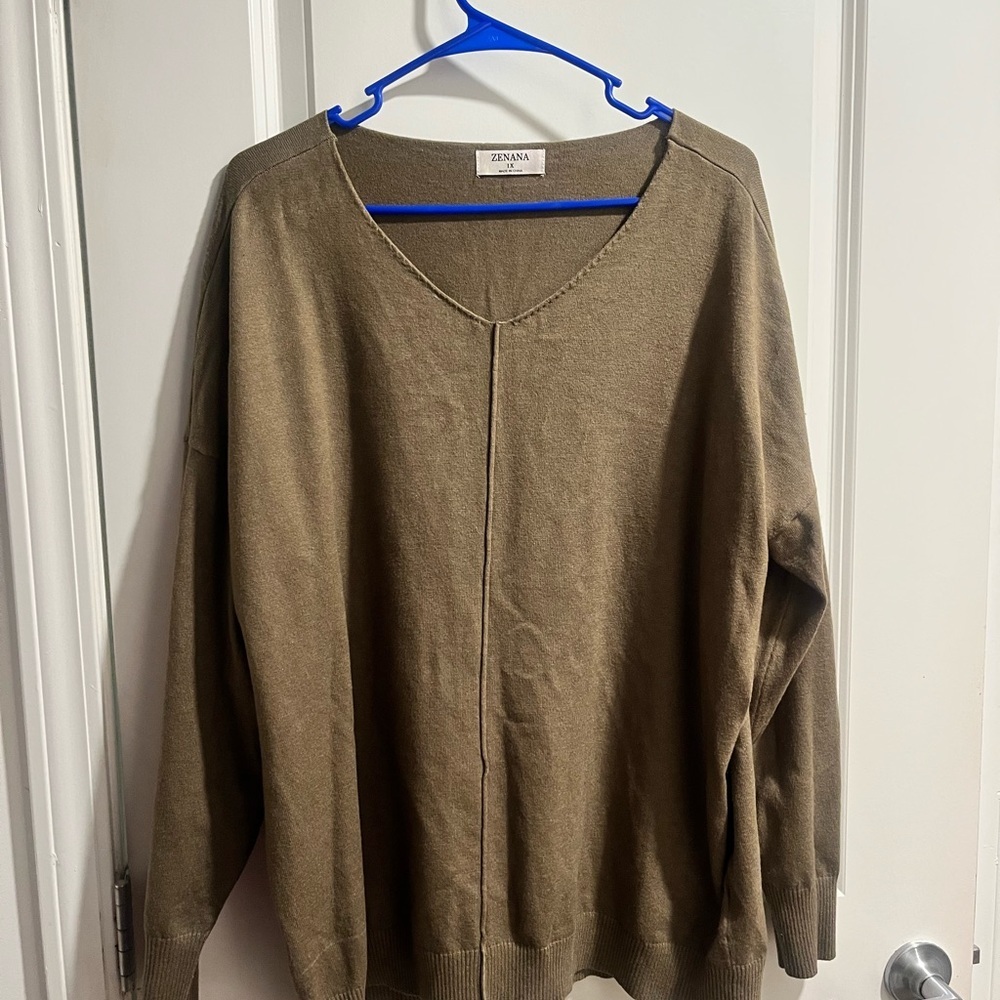 Zenana Outfitters Olive Green Sweater